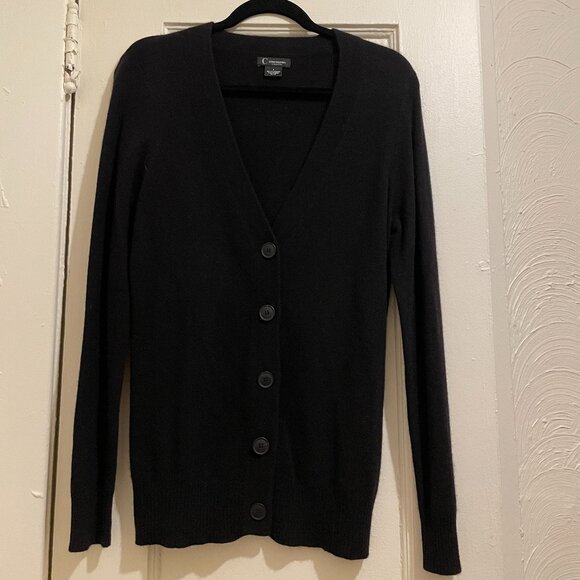 NWOT Like New C by Bloomingdale's 100 Cashmere Black Grandfather Cardigan Size M - Picture 6 of 8